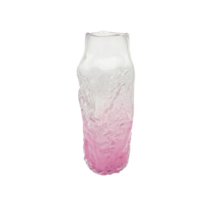 Glass Cylinder Ripple Vase - Rosé 36cm