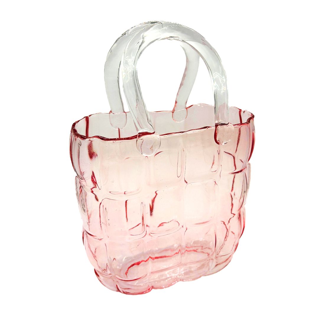 Glass Purse Vase - Pink Large