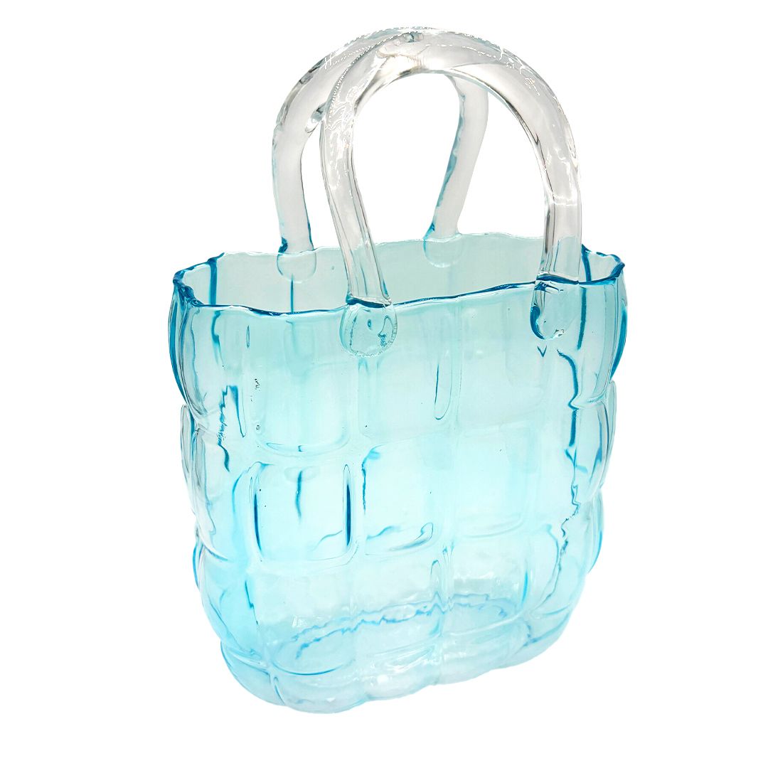 Glass Purse Vase - Blue Large