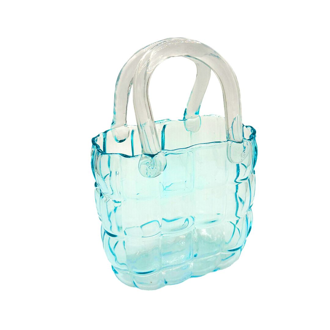 Glass Purse Vase - Blue Small