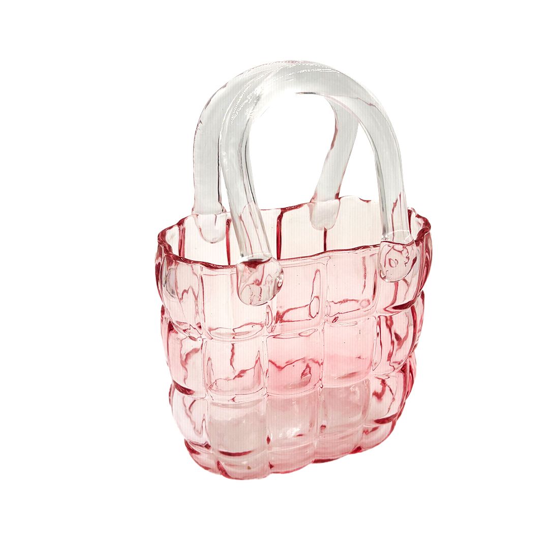Glass Purse Vase - Pink Small
