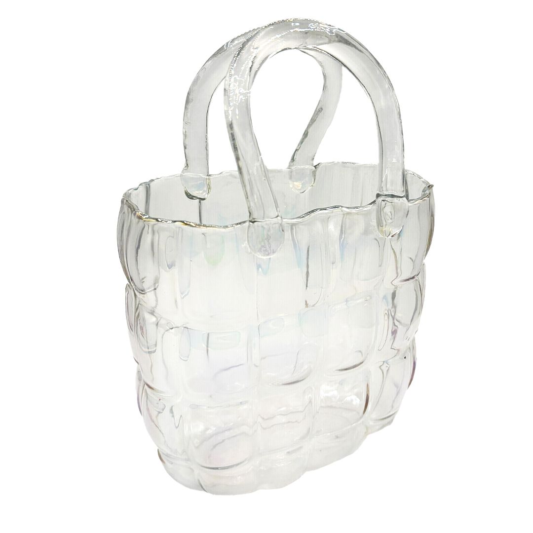Glass Purse Vase - Clear Large