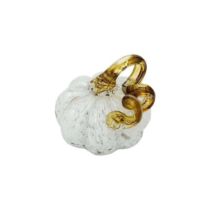 Glass Pumpkin 9*7cm - White Speckled
