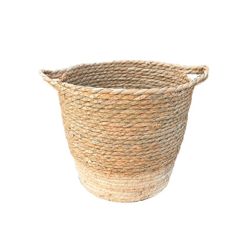 Basket - Two-toned Natural with Handles Small