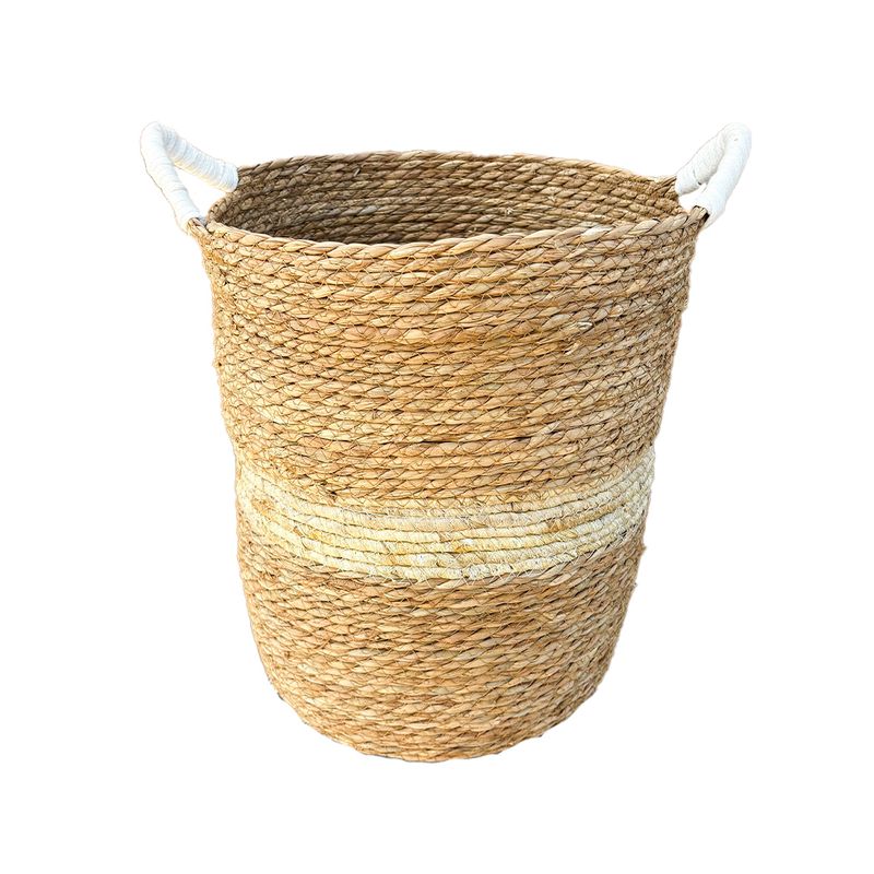 Basket - Brown Stripe with Handles Medium