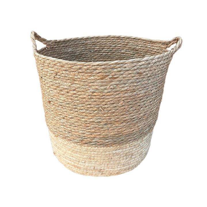 Basket - Two-toned Natural with Handles Large