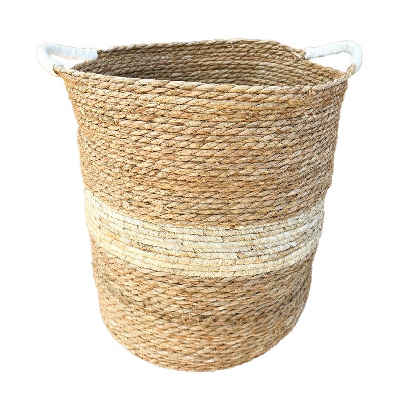 Basket - Brown Stripe with Handles Large