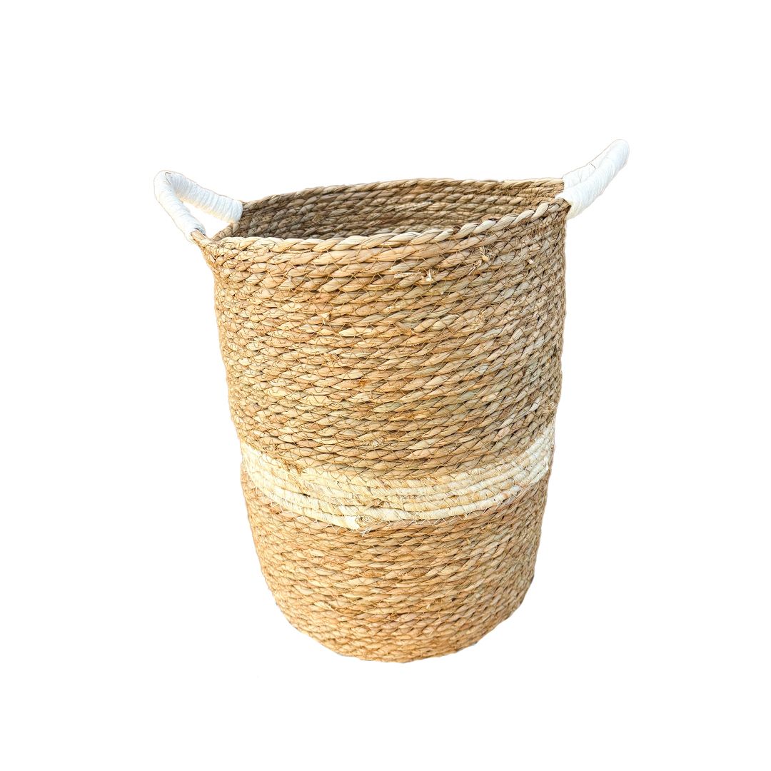 Basket - Brown Stripe with Handles Small