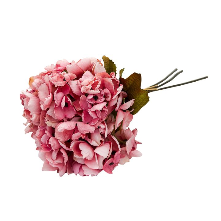 Faux Hydrangea Bunch - Pink 42cm