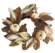 Fall Wreath 24" - Hemp Pumpkin Pincone with Magnolia