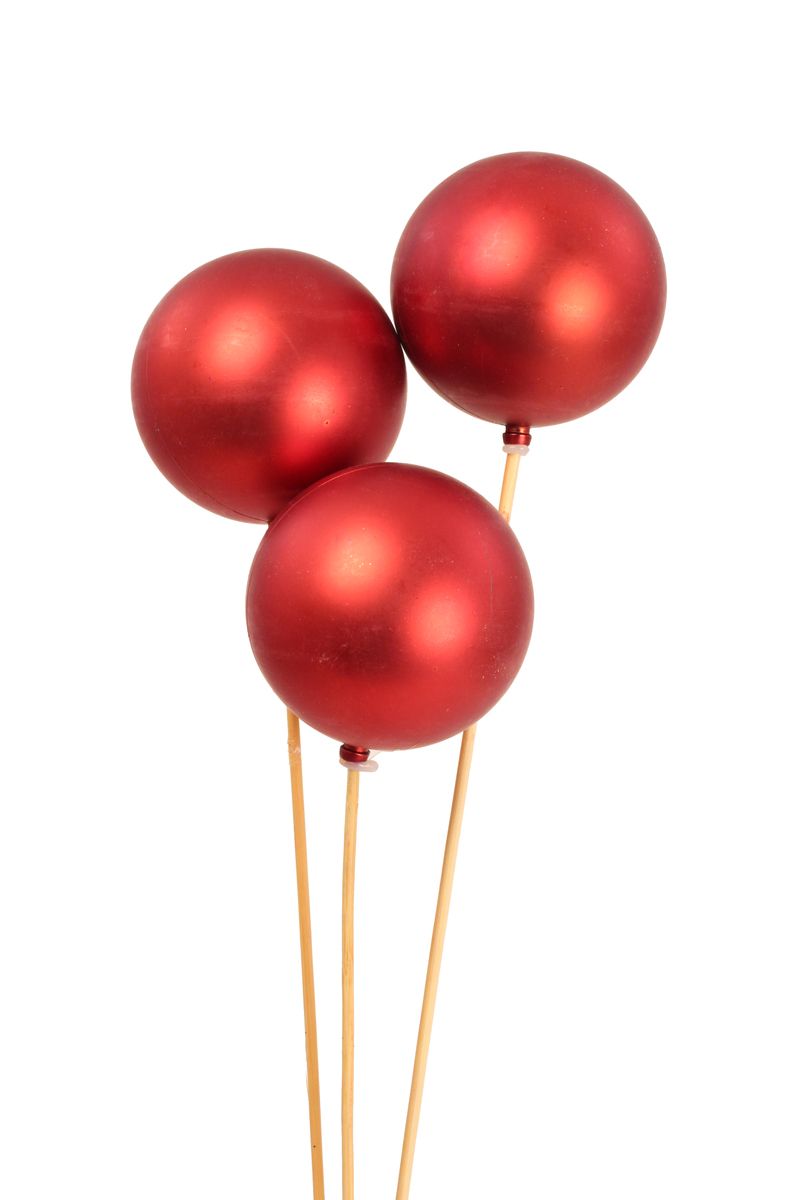 Ornamental Balls: Red Matte 8cm (3 stem)