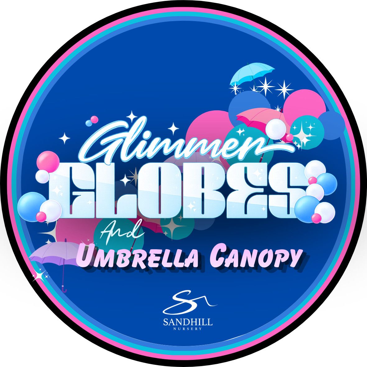 Magnet: Glimmer Globes and Umbrella Canopy (Blue/Pink)