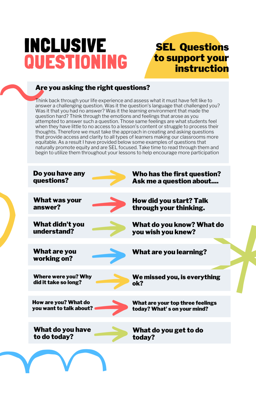 Embedding SEL Questions into Instruction