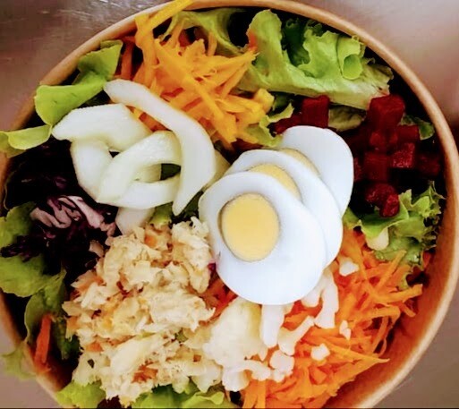Salade verte œuf morue