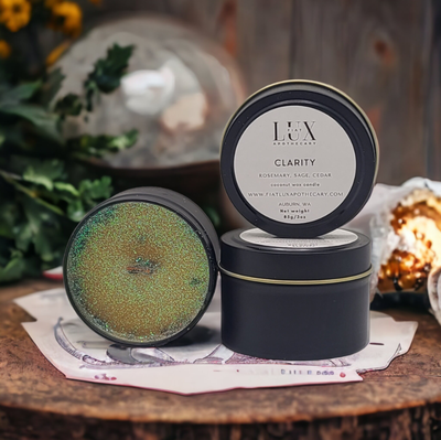 Pre-order Clarity Spelled Conjure Candle Kit 3 ounce | LUXURY | Handcrafted | Coconut Soy Scented Candle with Herbs | Hand Poured |