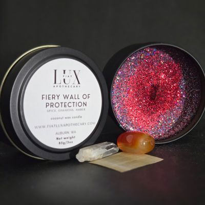 Fiery Wall of Protection Novena Ritual Kit 3 ounces | Spelled Conjure Candle | LUXURY | Coconut Blend Candle with Herbs | Hand Poured