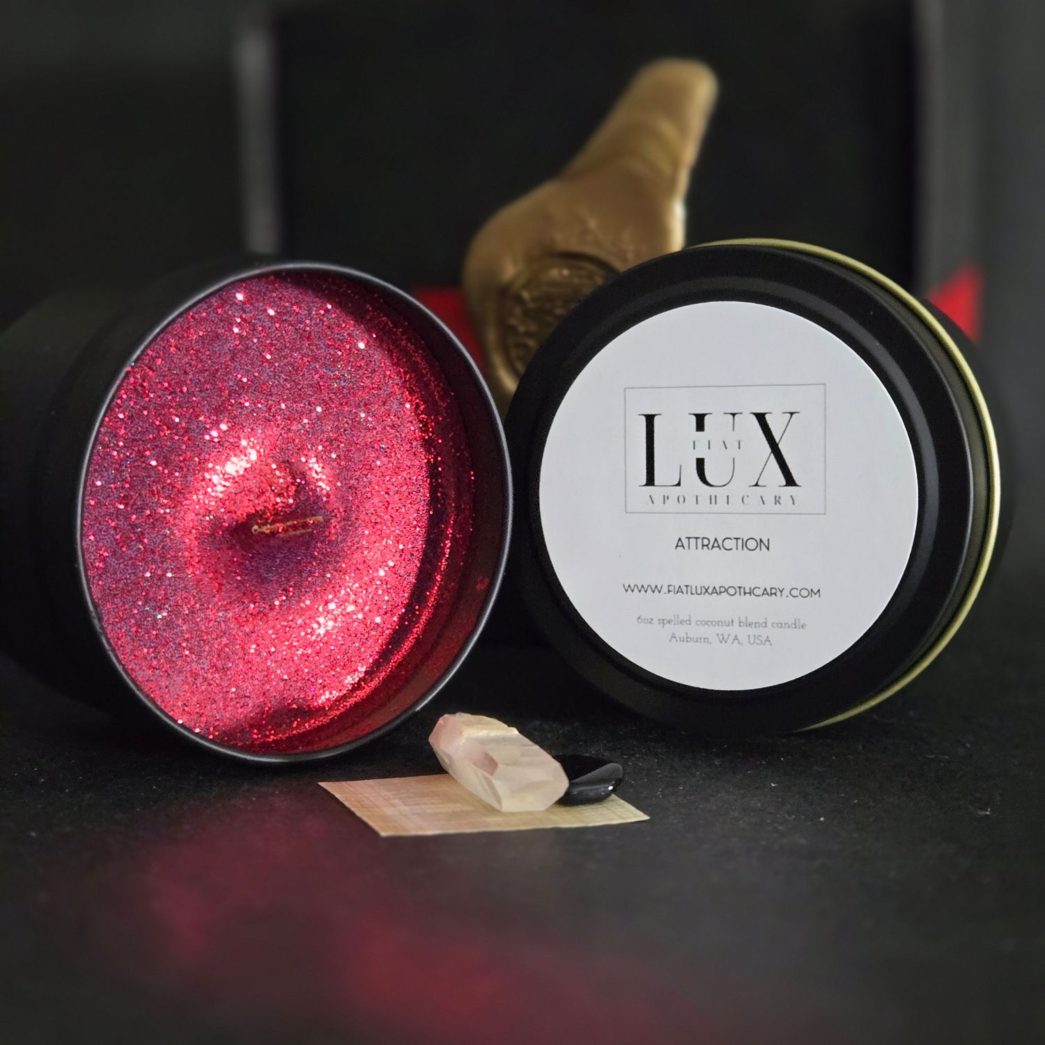 3 ounce Attraction Spelled Candle Luxury Wooden Wick