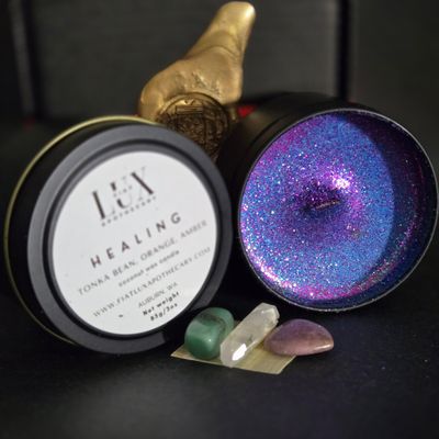 Healing Spell Candle Kit | 3 ounces | LUXURY | Handcrafted | Coconut Soy Scented Candle with Herbs | Hand Poured |