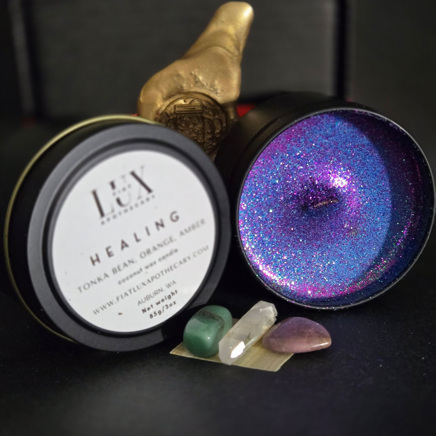 Healing Spell Candle Kit | 3 ounces | LUXURY | Handcrafted | Coconut Soy Scented Candle with Herbs | Hand Poured |