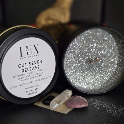 3 ounce Cord Cutting Ritual Kit | Spelled Conjure Candle | LUXURY | Handcrafted | Coconut Soy Scented Candle with Herbs | Hand Poured