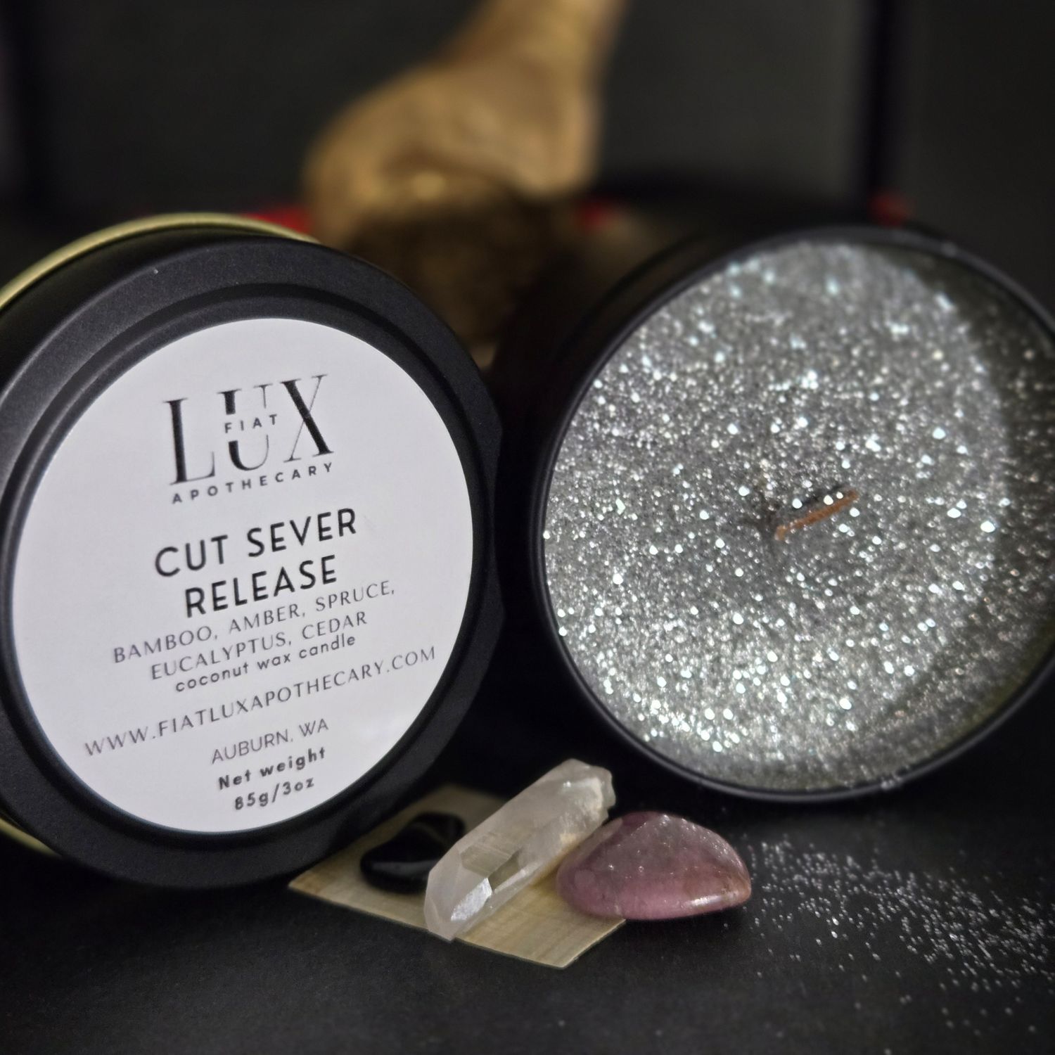 3 ounce Cord Cutting Ritual Kit | Spelled Conjure Candle | LUXURY | Handcrafted | Coconut Soy Scented Candle with Herbs | Hand Poured