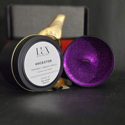 Purple Ancestor Spell Candle 3 ounces | LUXURY | Handcrafted | Coconut Soy Scented Candle with Herbs | Hand Poured |