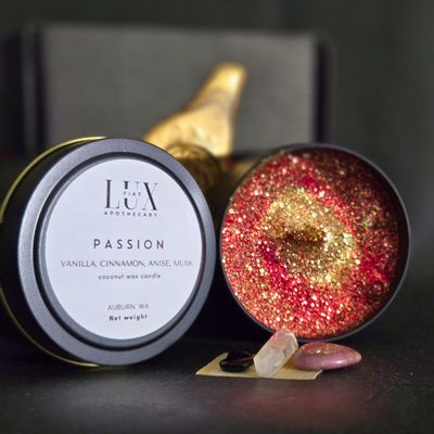 Passion Spelled Candle Ritual Kit 3 ounce | Luxury Coconut Wax Candle with Wooden Wick | Love &amp; Desire Attraction Candle
