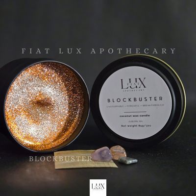 Block Buster 3 ounces Spelled Conjure Candle | LUXURY | Handcrafted | Coconut Soy Scented Candle with Herbs | Hand Poured |