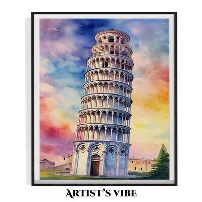 Leaning Tower of Pisa Watercolor