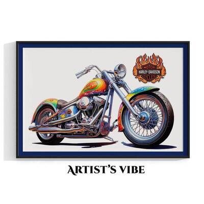 Harley Davidson Motorcycle Watercolor