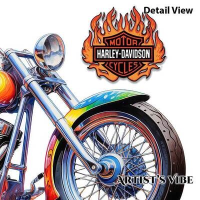 Harley Davidson Motorcycle Watercolor