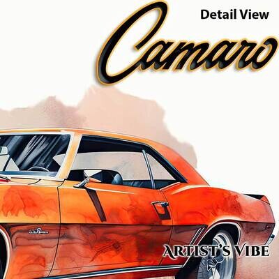Chevy Camaro Automobile Watercolor