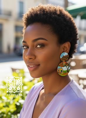 Arte-joyería, casita amarilla y flamboyán