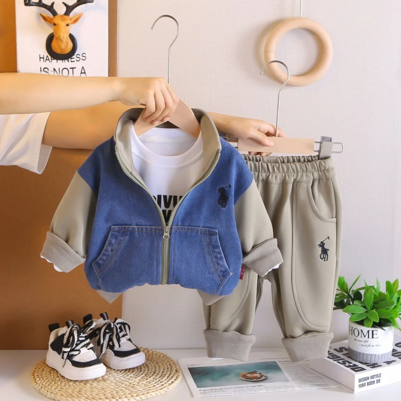 طقم اطفال جاكيت ازرق