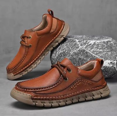 حذاء رجالي جلد قيطان عسلي