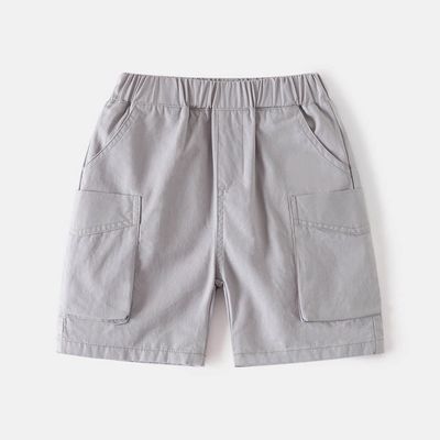 شورت كتان رصاصي دبل جيب