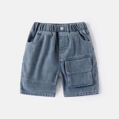 شورت كابوي ازرق رمادي جيب امامي