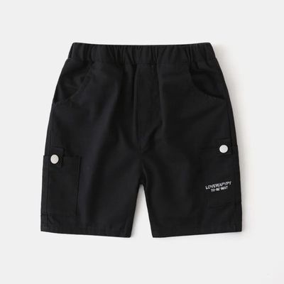 شورت كتان اسود دبل جيب