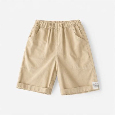 شورت كتان بيجي ستيكر جانبي