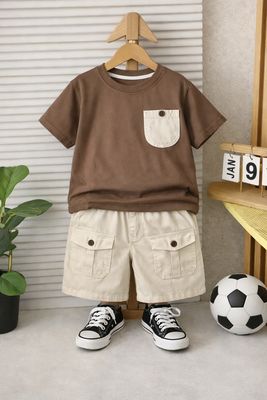 طقم تيشيرت جوزي جيب اوف وايت مع شورت اوف وايت
