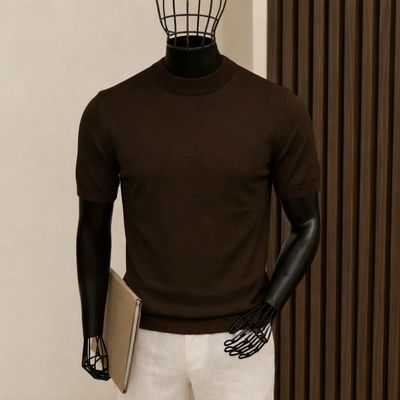 تيشيرت رجالي مودرن قهوائي