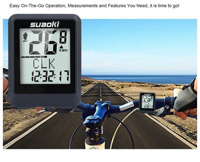 Wireless Bicycle Computer, Speedometer, Bike Odometer, Backlit Display and  Multi functions Tracking Distance, Calories, Temperature, CO2 (Color: Black)