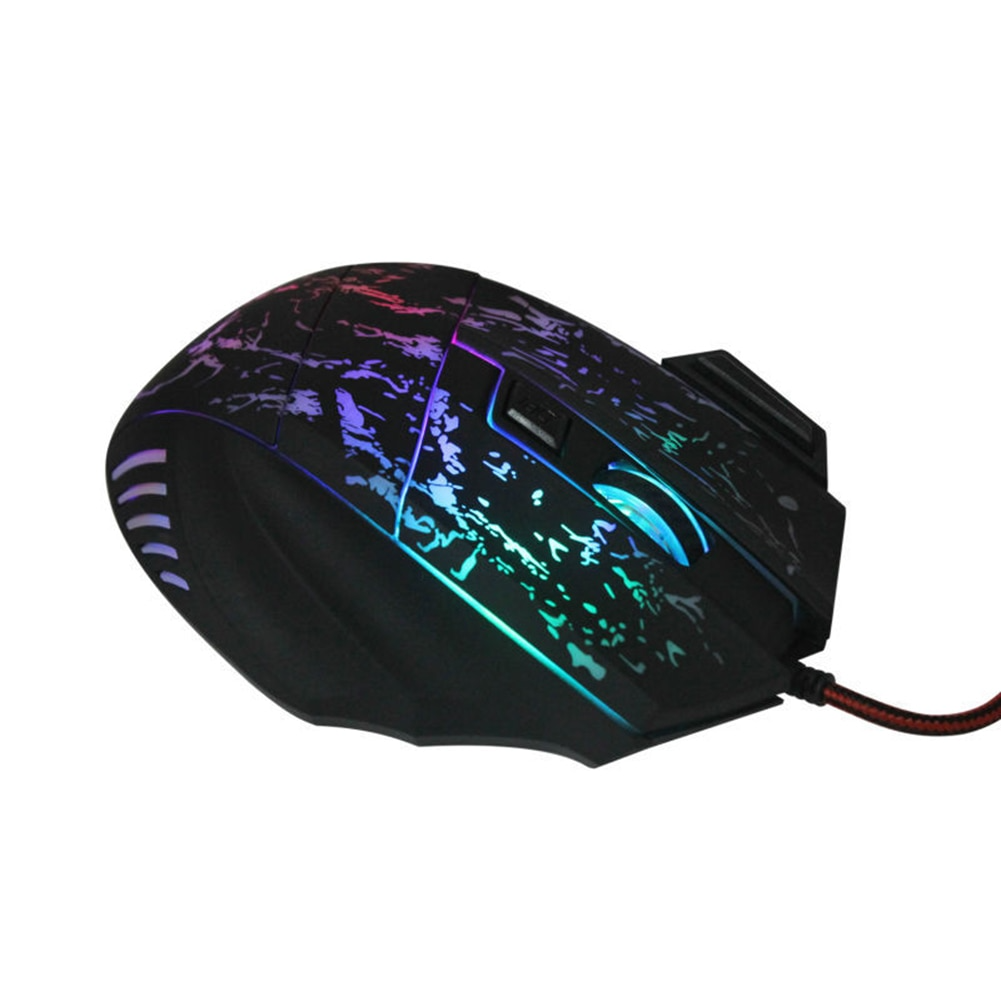 Optical Gaming Mouse with Ergonomic Design and 7 Programmable Buttons - Wired USB Connection for Desktop - 4 Adjustable DPI Settings - 4-Way Scroll Wheel - Glare Black Finish