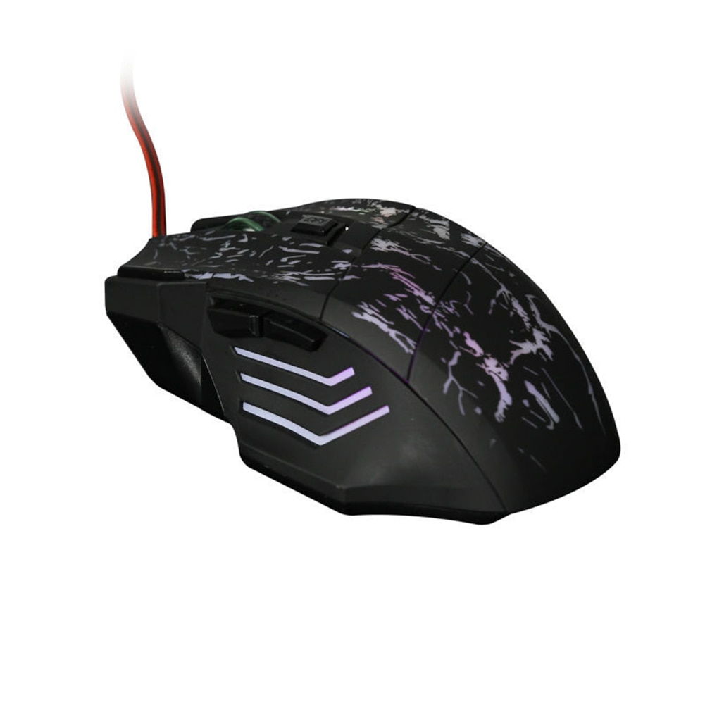 Optical Gaming Mouse with Ergonomic Design and 7 Programmable Buttons - Wired USB Connection for Desktop - 4 Adjustable DPI Settings - 4-Way Scroll Wheel - Glare Black Finish