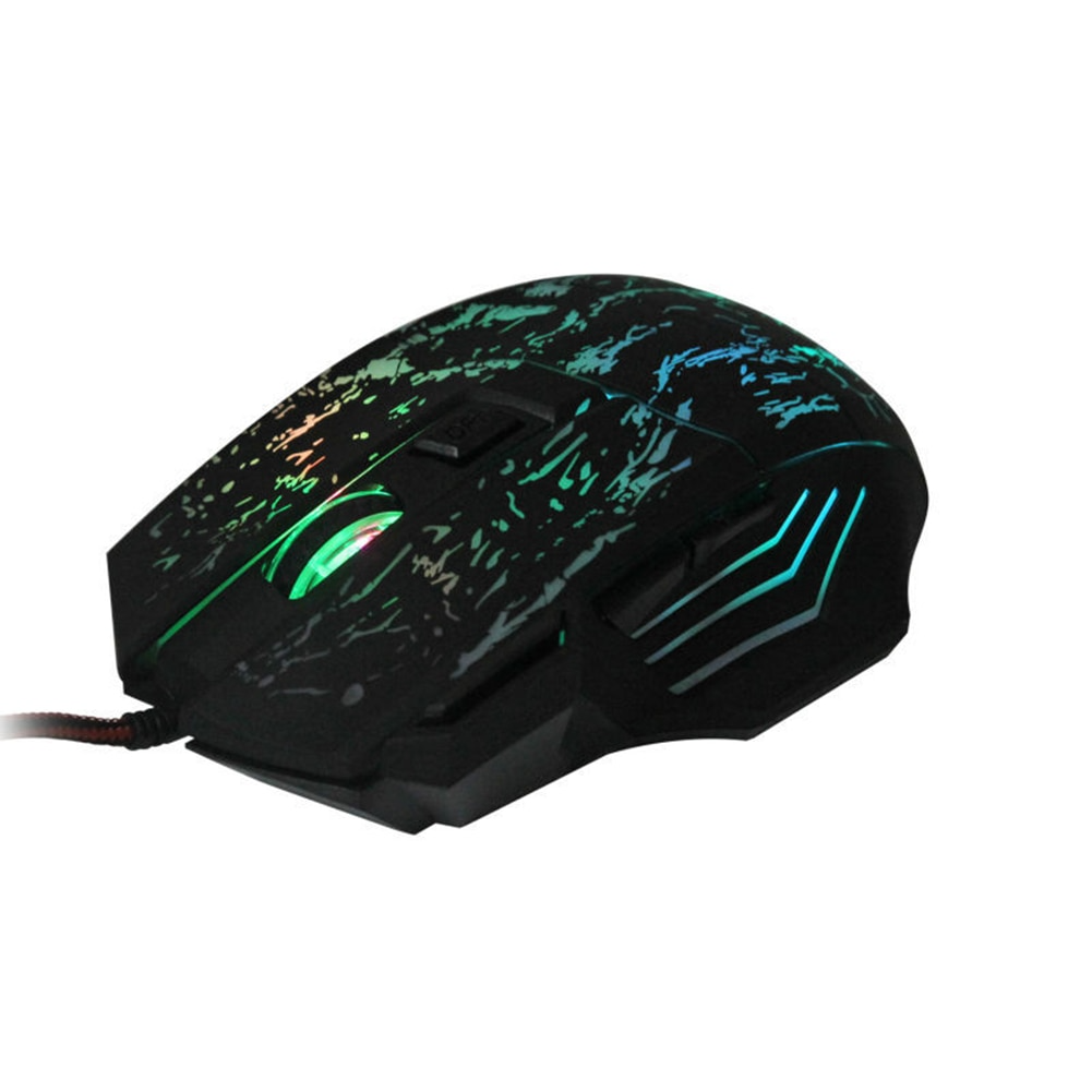 Optical Gaming Mouse with Ergonomic Design and 7 Programmable Buttons - Wired USB Connection for Desktop - 4 Adjustable DPI Settings - 4-Way Scroll Wheel - Glare Black Finish