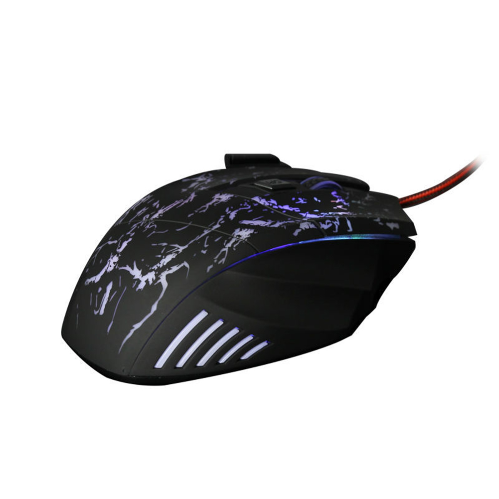 Optical Gaming Mouse with Ergonomic Design and 7 Programmable Buttons - Wired USB Connection for Desktop - 4 Adjustable DPI Settings - 4-Way Scroll Wheel - Glare Black Finish