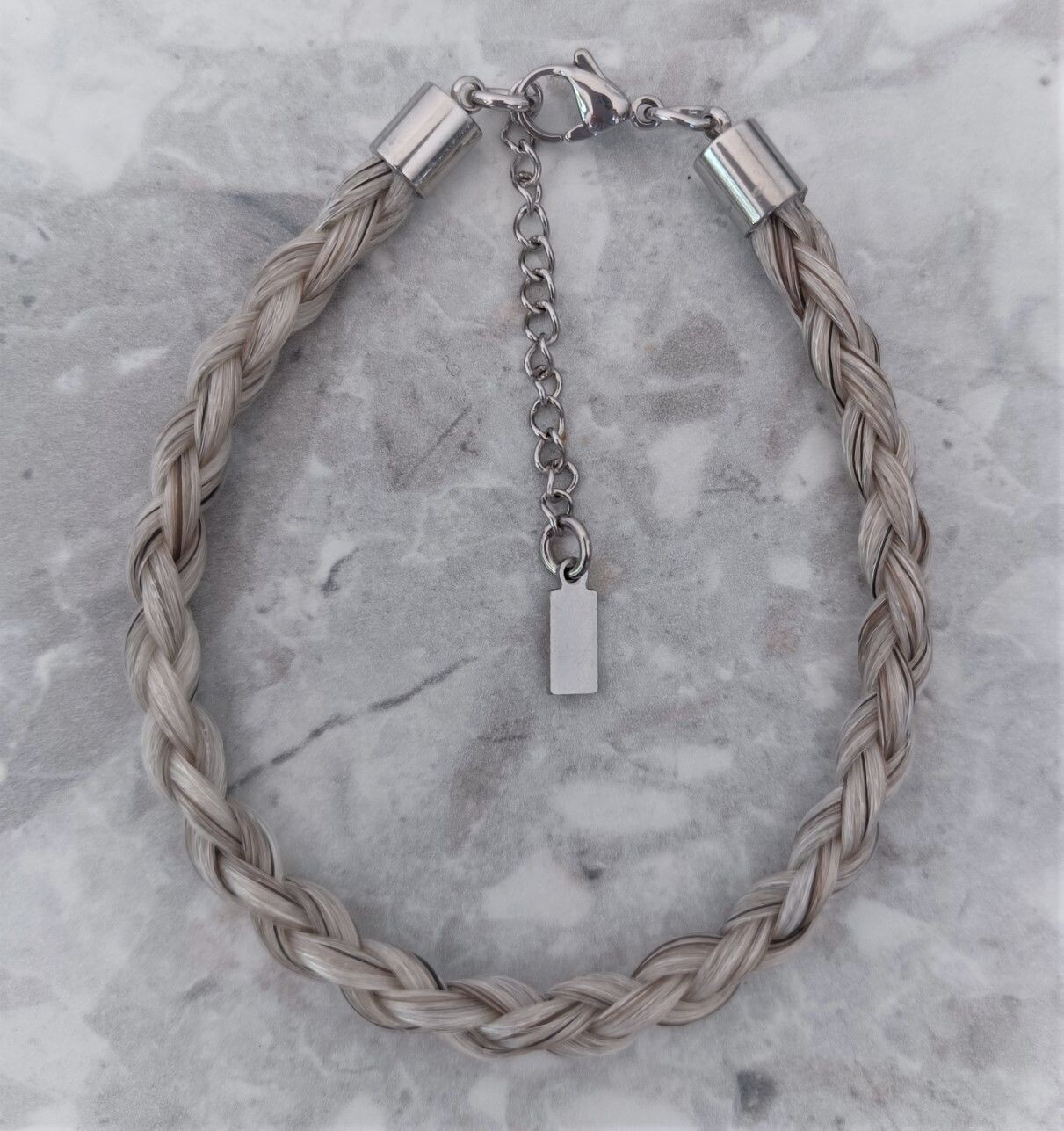 Horsehair keepsake bracelet made using your own horses hair. Stainless steel silver coloured findings. Memory jewellery. Memorial jewellery