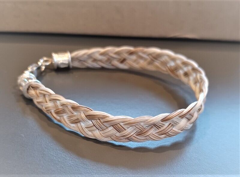 HORSE HAIR FLAT Braided bracelet 5 strands Sterling Silver