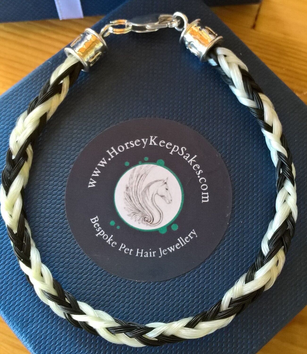 Horsehair keepsake bracelet made using your own horses hair. Sterling silver findings.  Eight strand square braid. Memory jewellery. Memorial jewellery