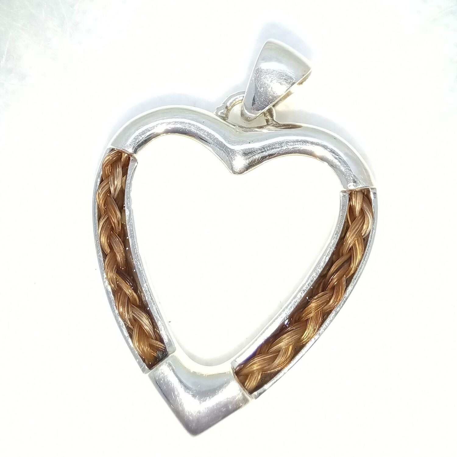 Sterling silver heart Pendant, chain optional to contain two Horsehair braids using your own horses hair . Memory jewellery Horsehair keepsake jewellery